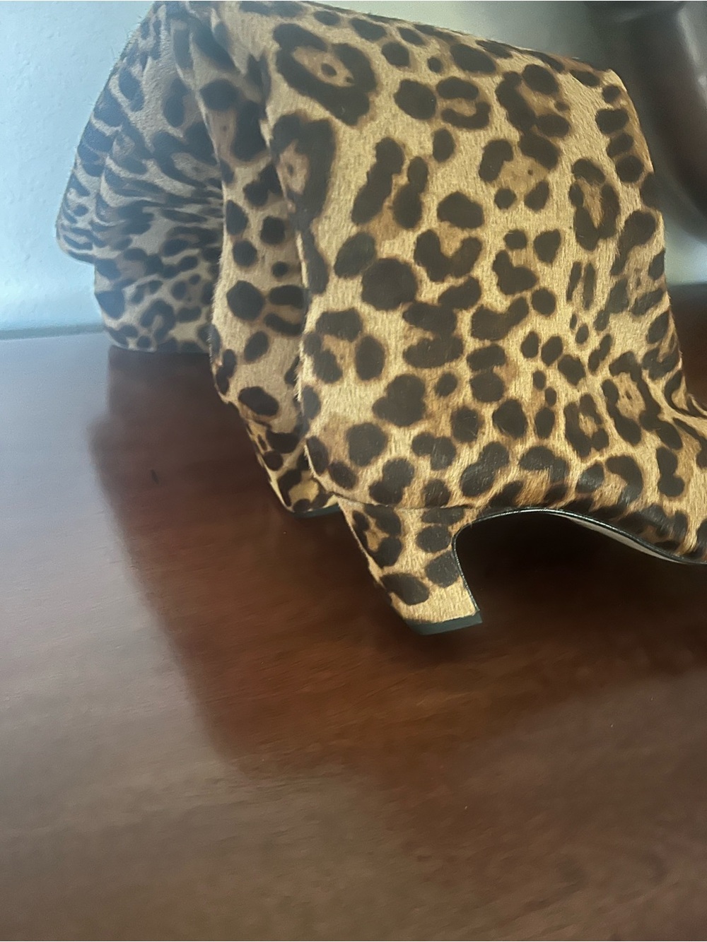 Gianni Bini Leopard-Print Knee Boots in Tan and Black - Picture 3 of 9